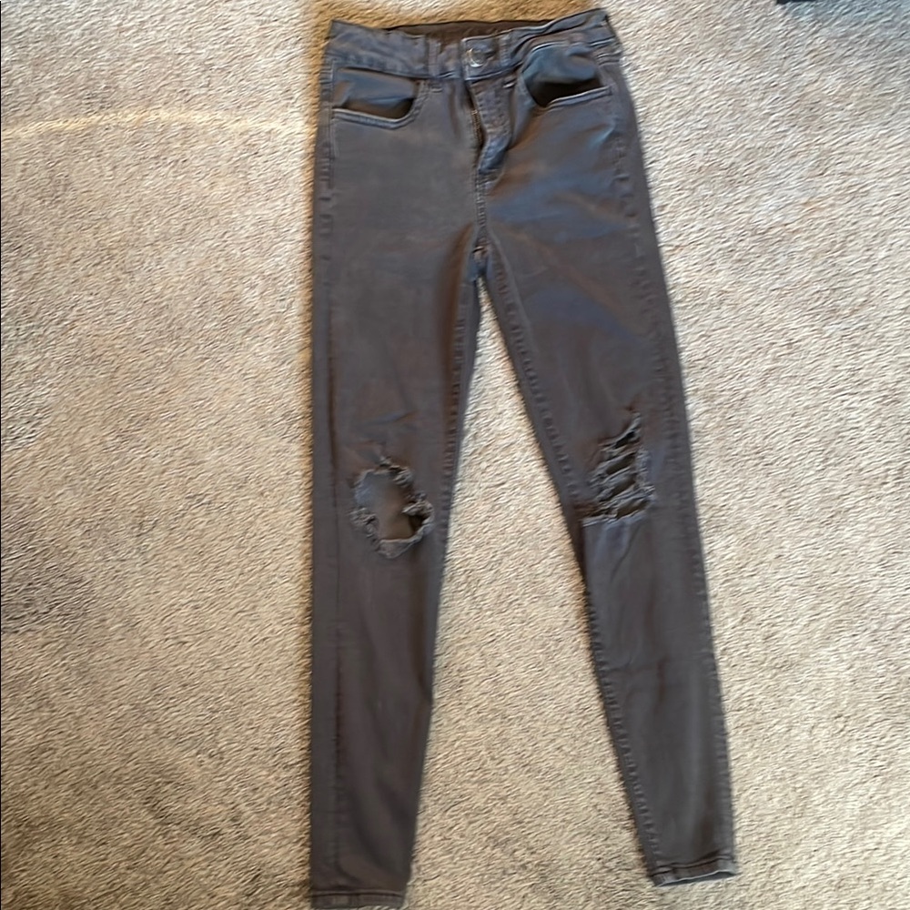 American Eagle Distressed Gray Skinny Jeans